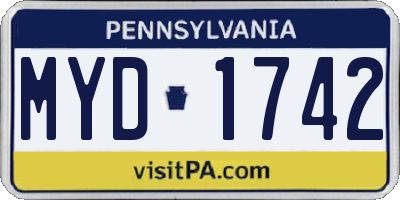 PA license plate MYD1742