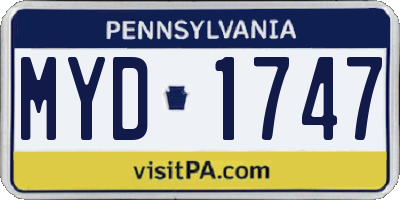 PA license plate MYD1747