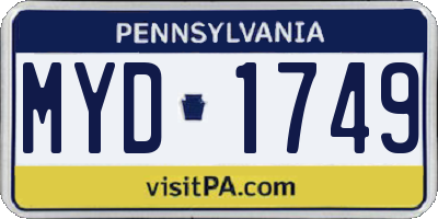 PA license plate MYD1749