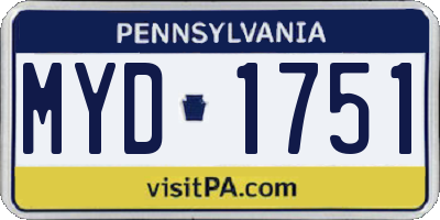PA license plate MYD1751