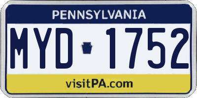PA license plate MYD1752