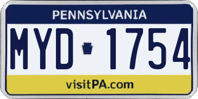 PA license plate MYD1754