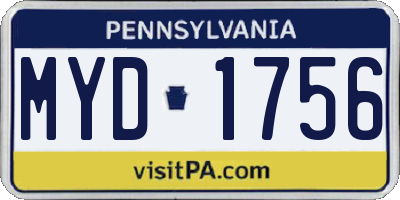 PA license plate MYD1756