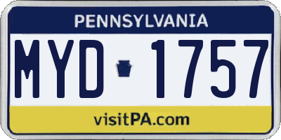 PA license plate MYD1757