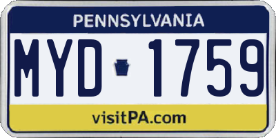 PA license plate MYD1759