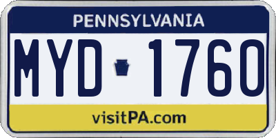 PA license plate MYD1760