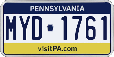 PA license plate MYD1761