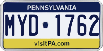 PA license plate MYD1762