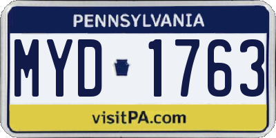 PA license plate MYD1763