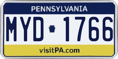 PA license plate MYD1766
