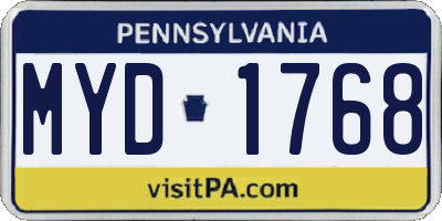 PA license plate MYD1768