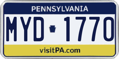 PA license plate MYD1770