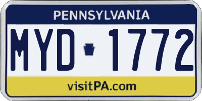 PA license plate MYD1772