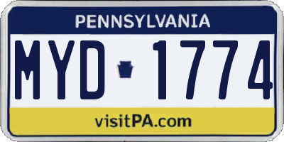 PA license plate MYD1774