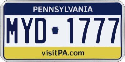 PA license plate MYD1777