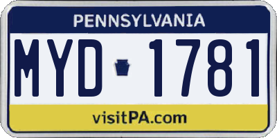 PA license plate MYD1781