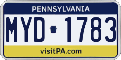 PA license plate MYD1783