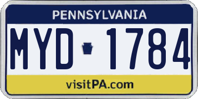 PA license plate MYD1784