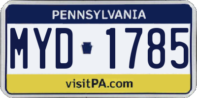 PA license plate MYD1785
