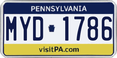 PA license plate MYD1786