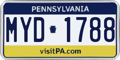 PA license plate MYD1788