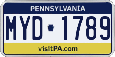 PA license plate MYD1789