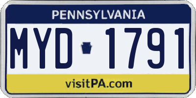 PA license plate MYD1791