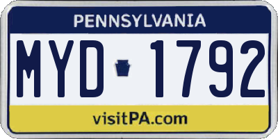 PA license plate MYD1792