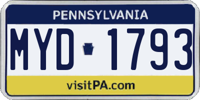 PA license plate MYD1793