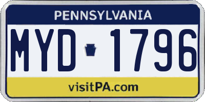 PA license plate MYD1796