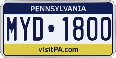 PA license plate MYD1800