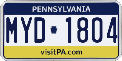 PA license plate MYD1804