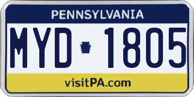 PA license plate MYD1805