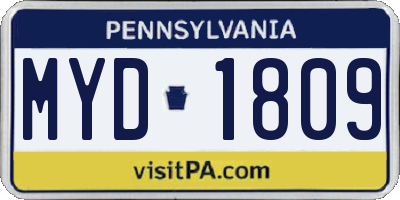 PA license plate MYD1809