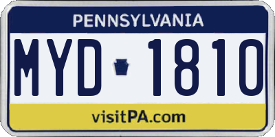 PA license plate MYD1810