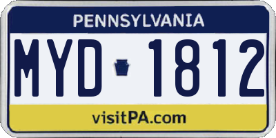 PA license plate MYD1812