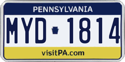 PA license plate MYD1814