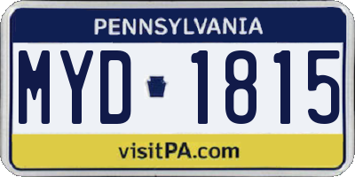 PA license plate MYD1815