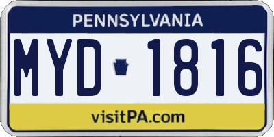 PA license plate MYD1816