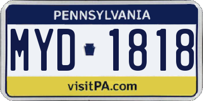 PA license plate MYD1818