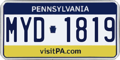 PA license plate MYD1819