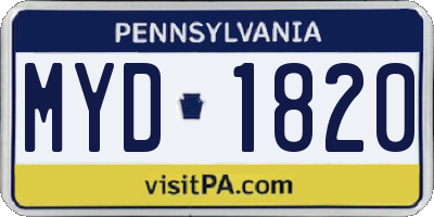 PA license plate MYD1820