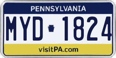 PA license plate MYD1824