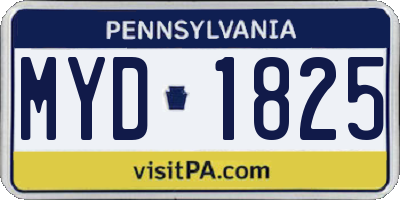 PA license plate MYD1825