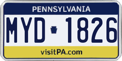 PA license plate MYD1826