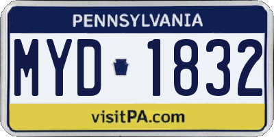 PA license plate MYD1832