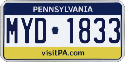 PA license plate MYD1833