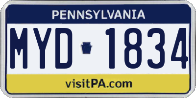 PA license plate MYD1834