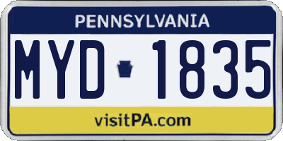 PA license plate MYD1835