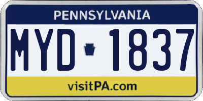 PA license plate MYD1837